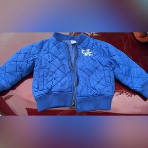 Blue Quilted Bomber Jacket